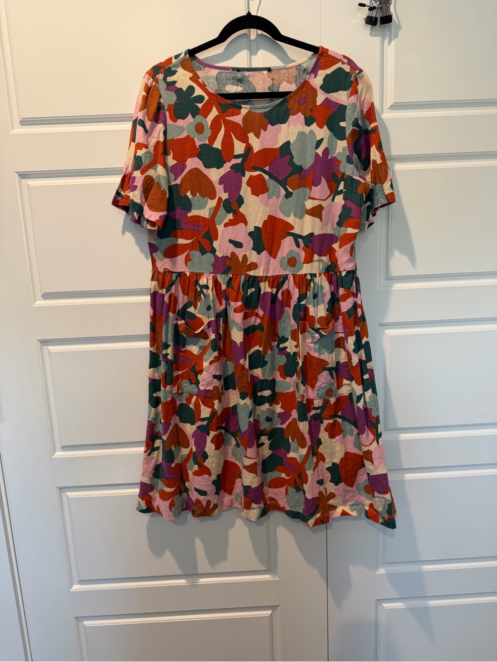 Princess Highway Linen-Blend Babydoll Dress Retro Floral Blend Womens Sz Large